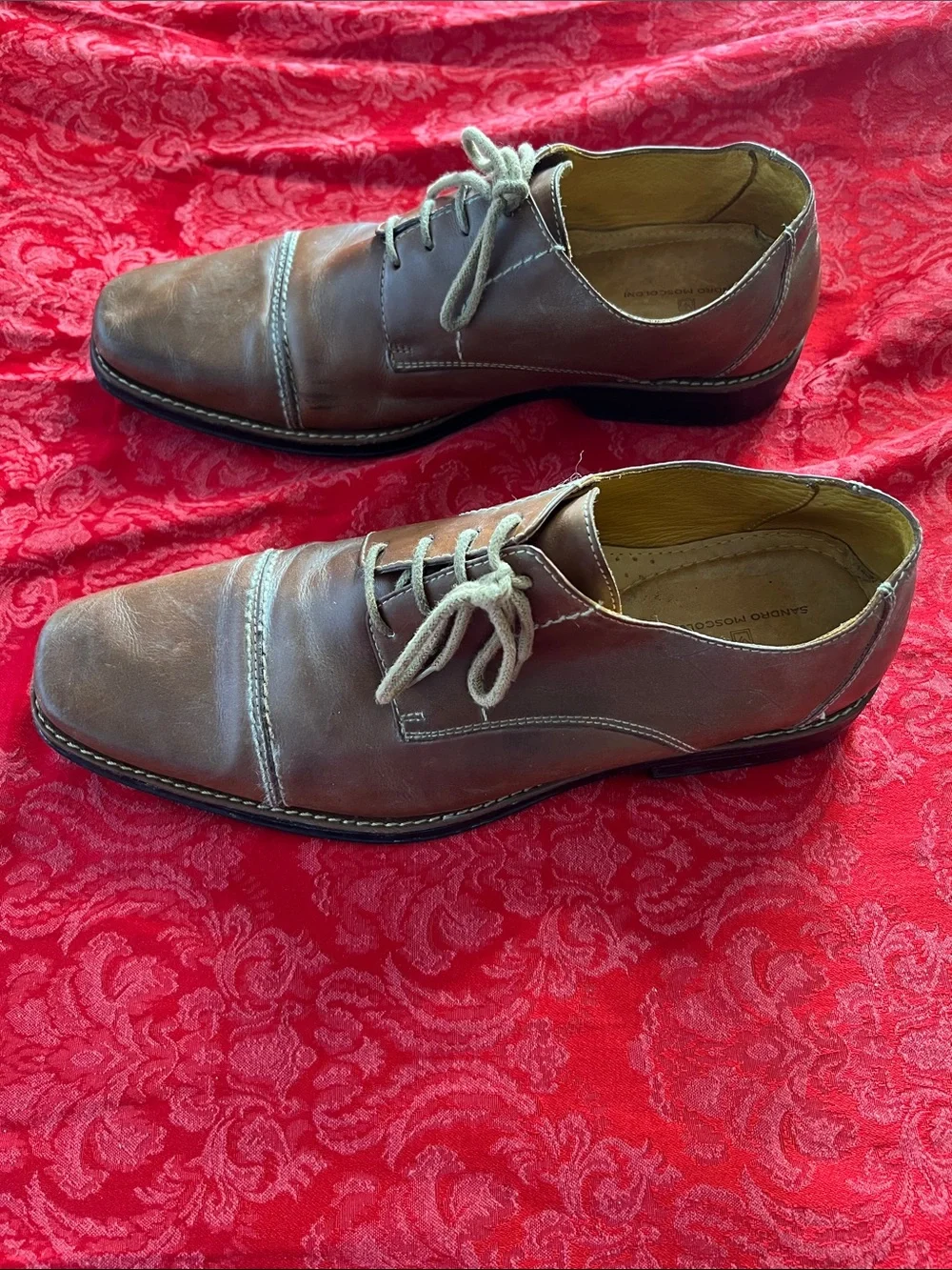 Sandro Moscoloni Brown Leather Cap Toe Oxford Dress Shoes Men's 14D